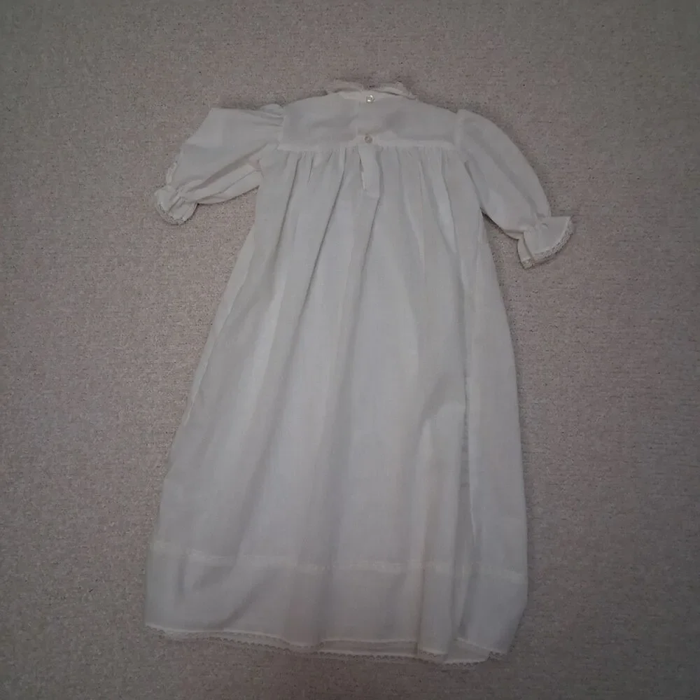 Vintage Baby Girl Long Night Gown Sz 3-9 Months White Victorian Prairie Peasant
